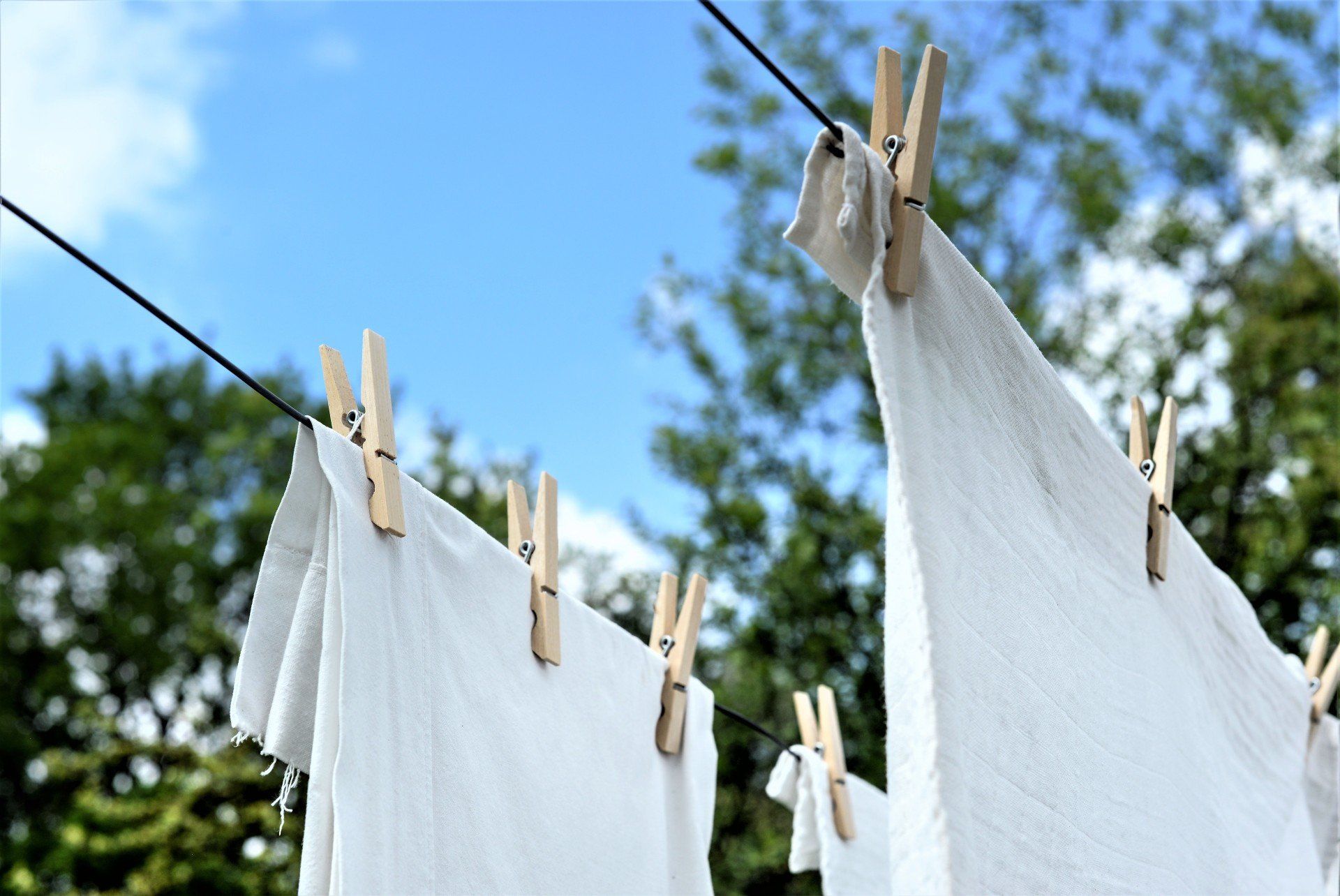 White sheets on a washing line.