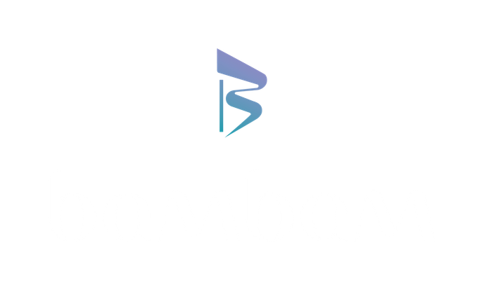 Logotipo abstracto azul y turquesa sobre fondo blanco