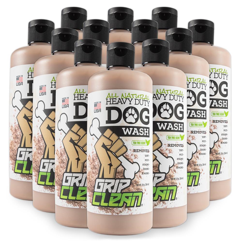 12 bottles of dog wash are stacked on top of each other
