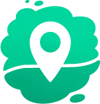 A green cloud with a white pin in the middle.