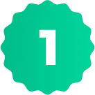 A green circle with a white number one inside of it.