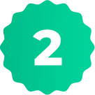 A green circle with the number two inside of it.