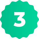 A green circle with the number three inside of it.