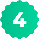 A green circle with a white number four inside of it.