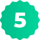 A green circle with the number five inside of it.