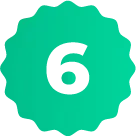 A green circle with a white number 6 inside of it.