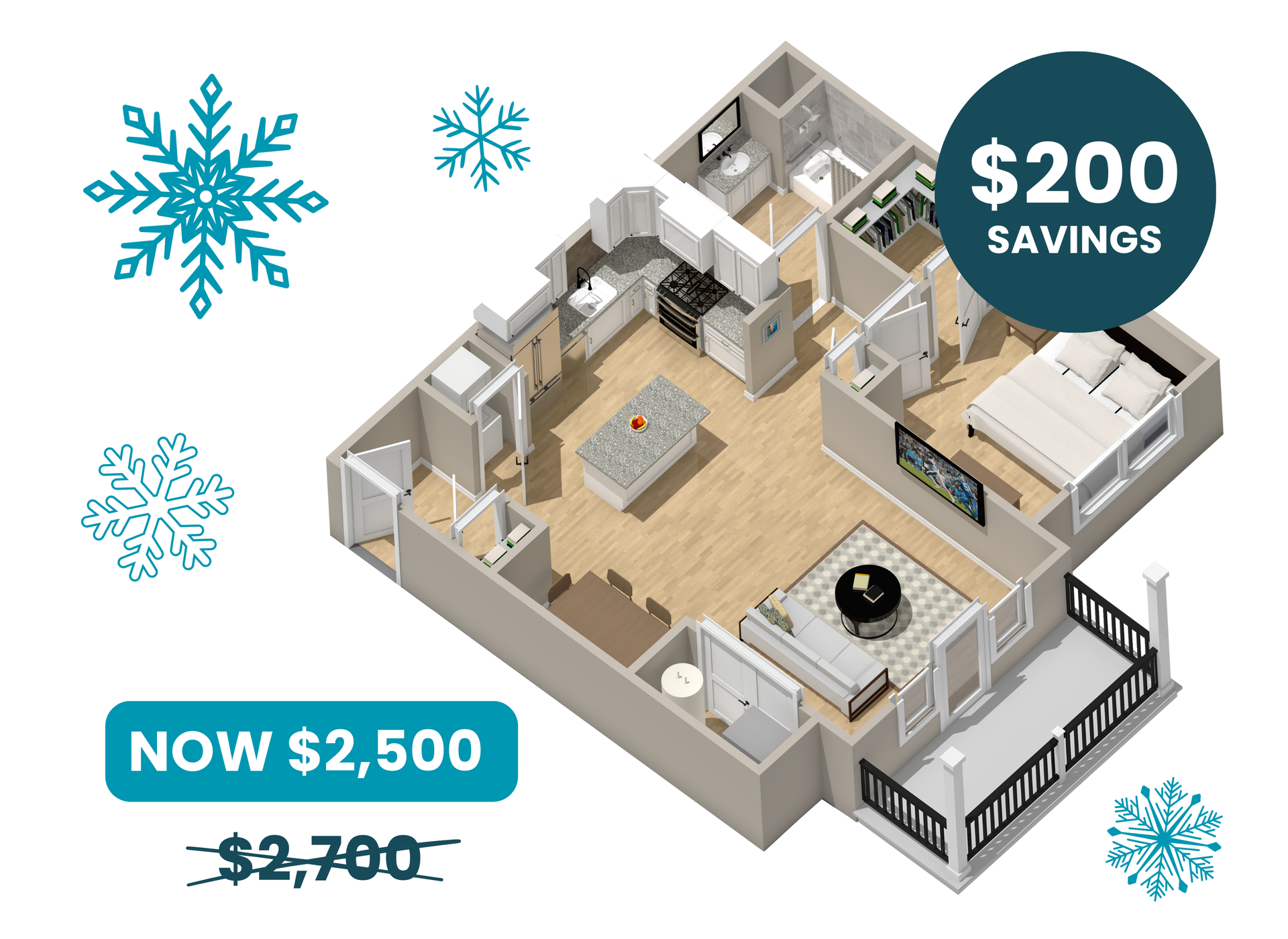 An isometric floor plan of a house in the village