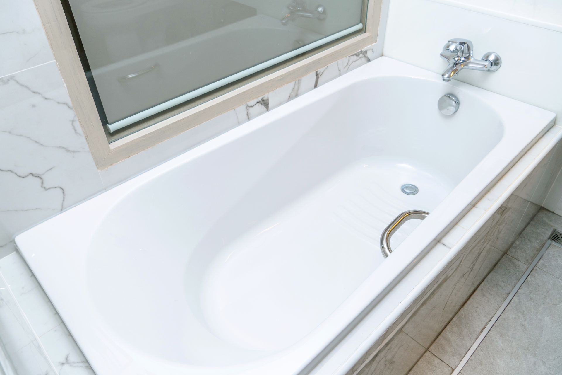 Bathroom interior. white modern bathtub