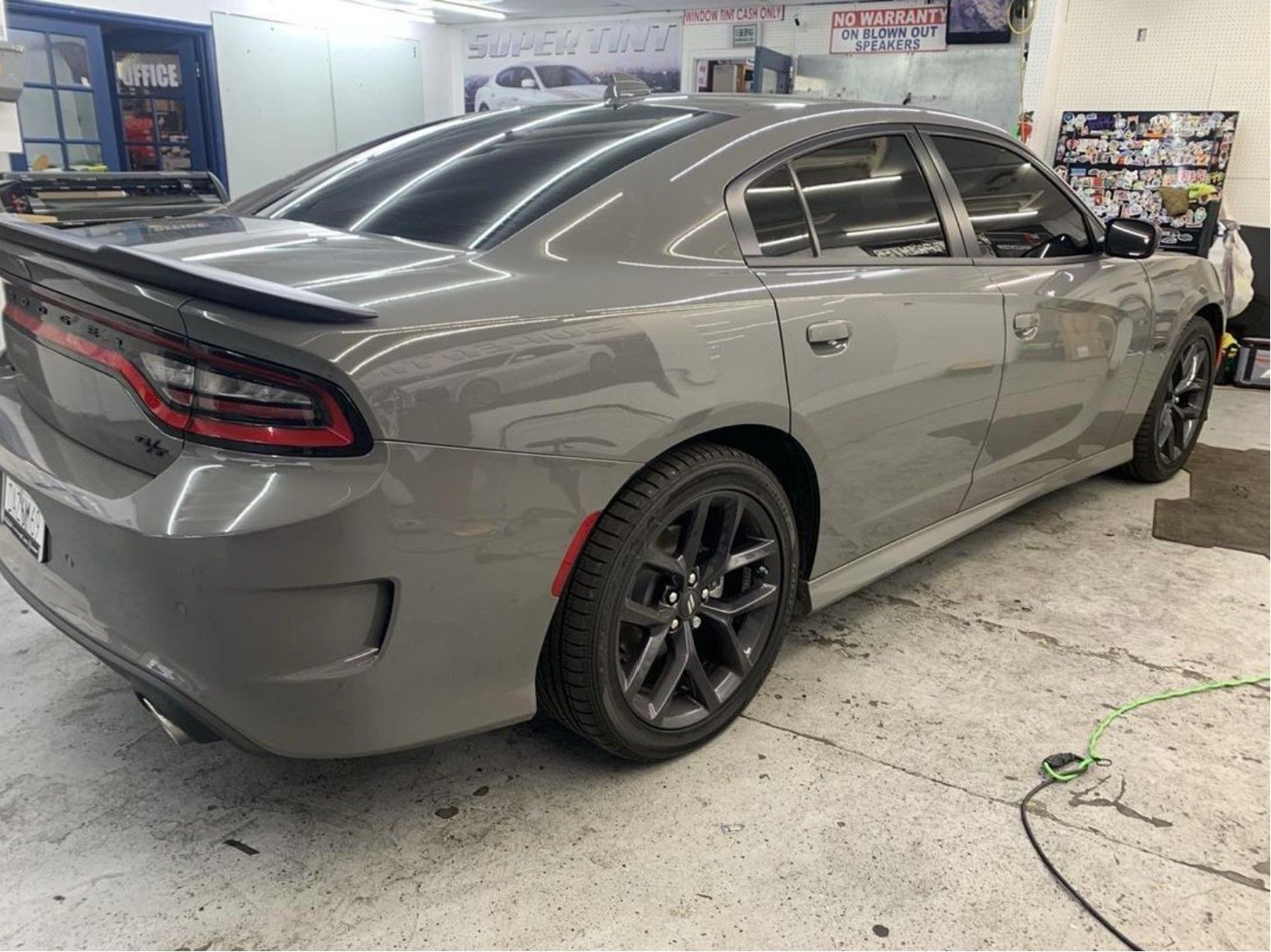 Window tinted on a dodge charger