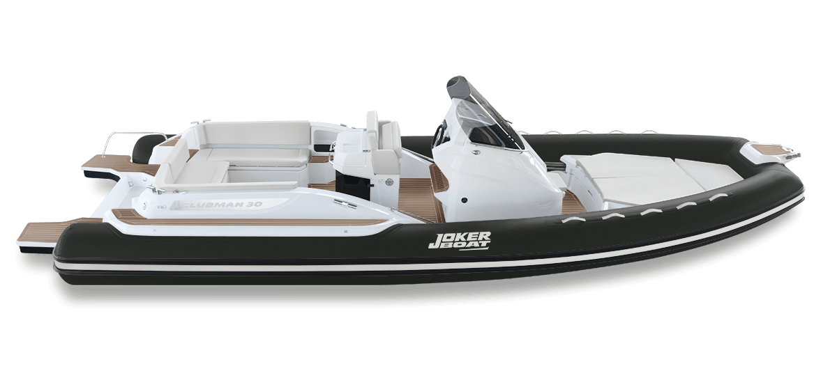 Un gommone bianco e nero su uno sfondo bianco.