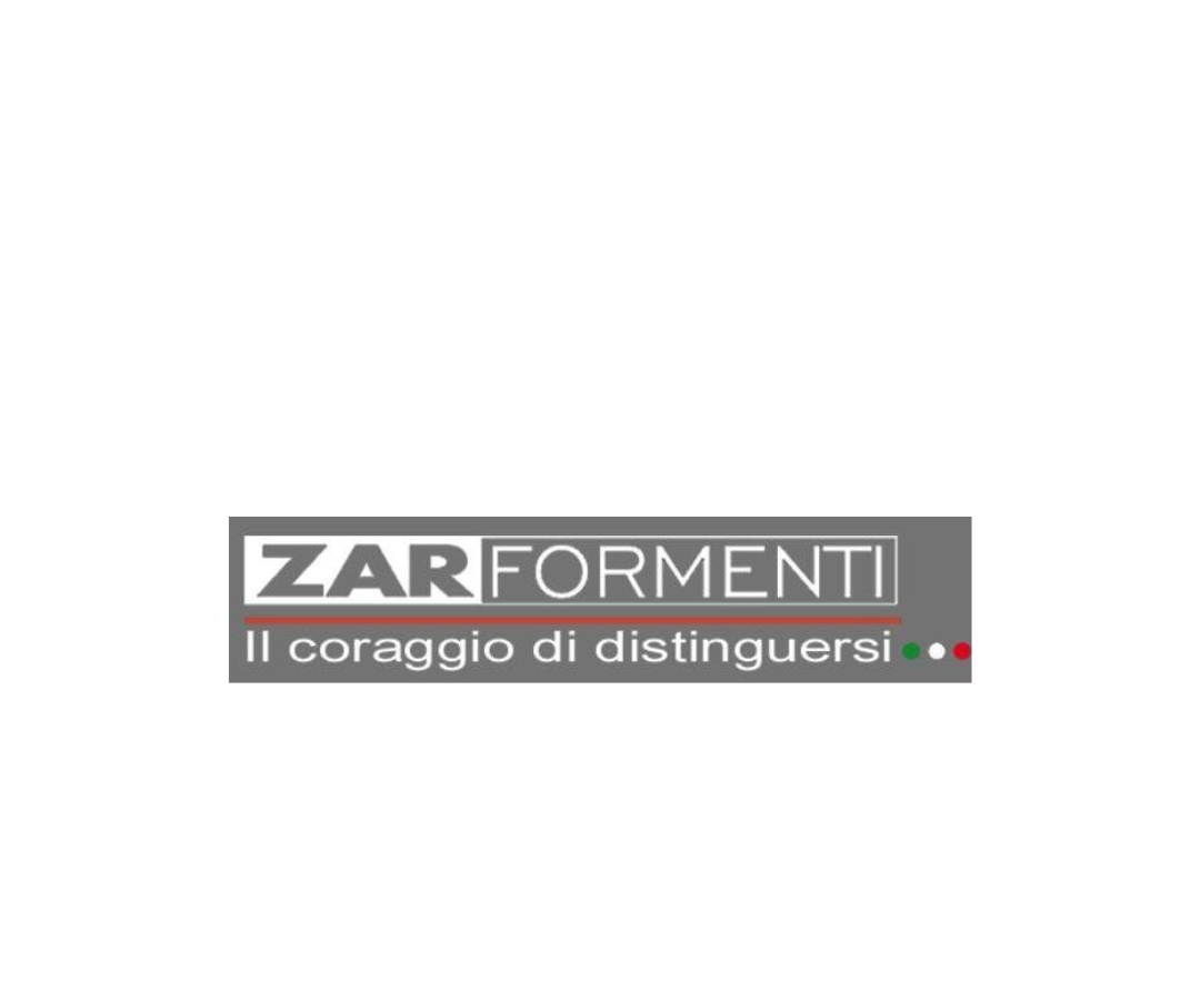 A logo for zarformenti il coraggio di distinguersi on a white background.