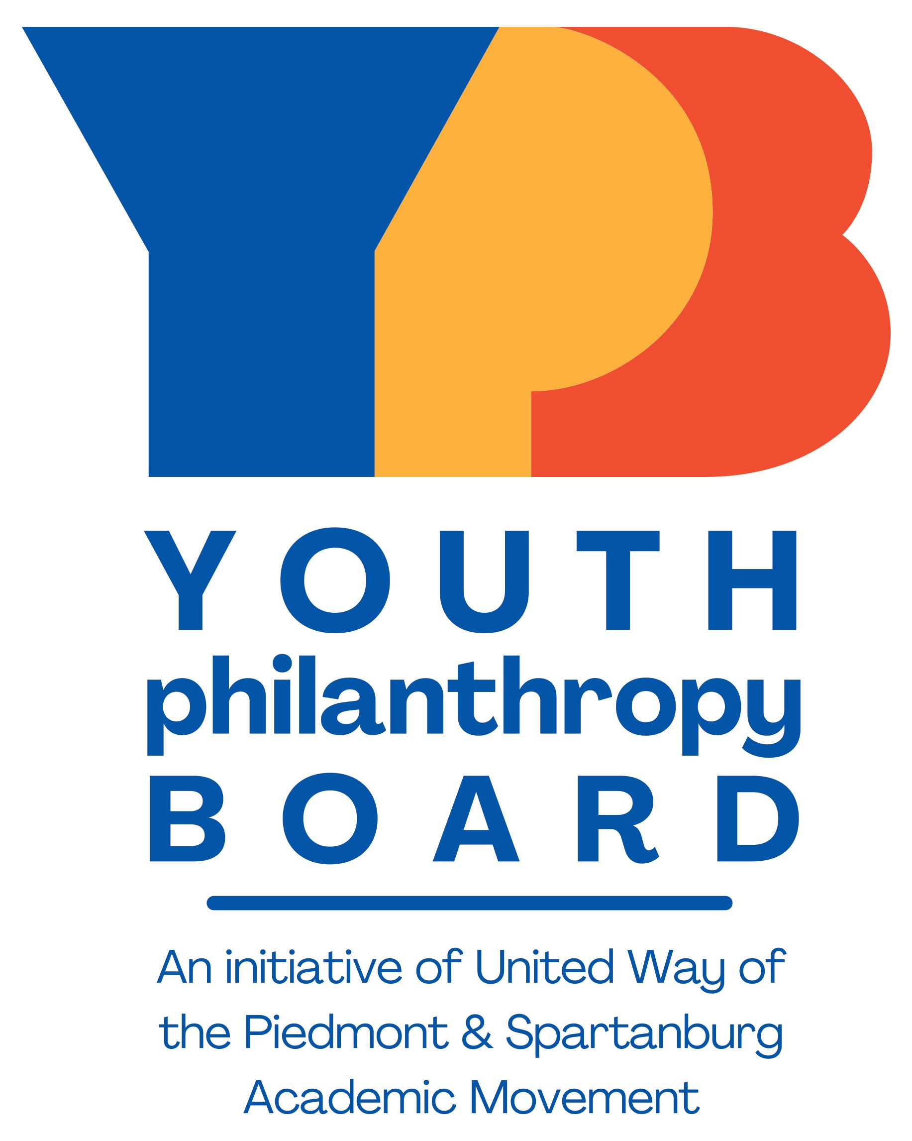 Youth Philanthropy Board logo. An initiative of United Way of the Piedmont & Spartanburg Academic Movement.