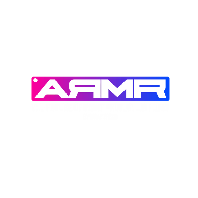 A pink , blue and purple logo for a company called armr.