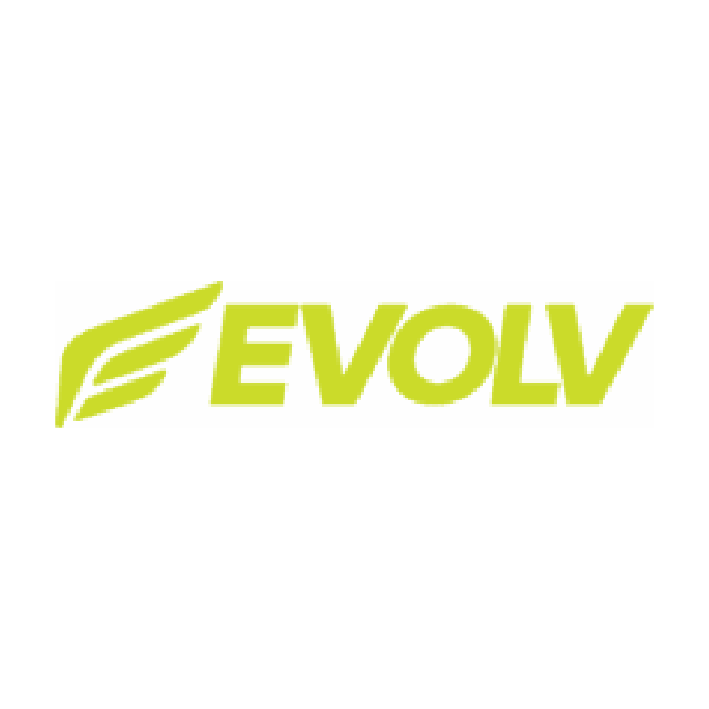 The evolve logo is green and white on a white background.