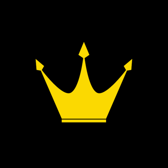 A yellow crown on a black background.