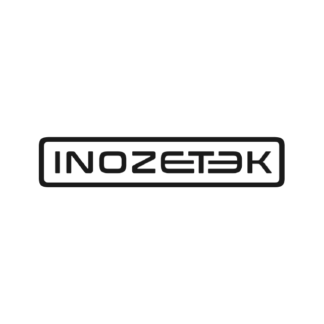 A black and white logo for inozetk on a white background.