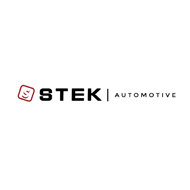 A logo for a company called stek automotive on a white background.