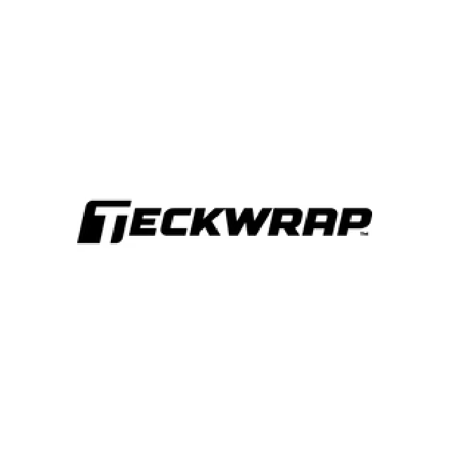 A black and white logo for a company called teckwrap.