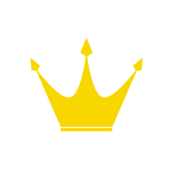 A yellow crown with three points on a white background.