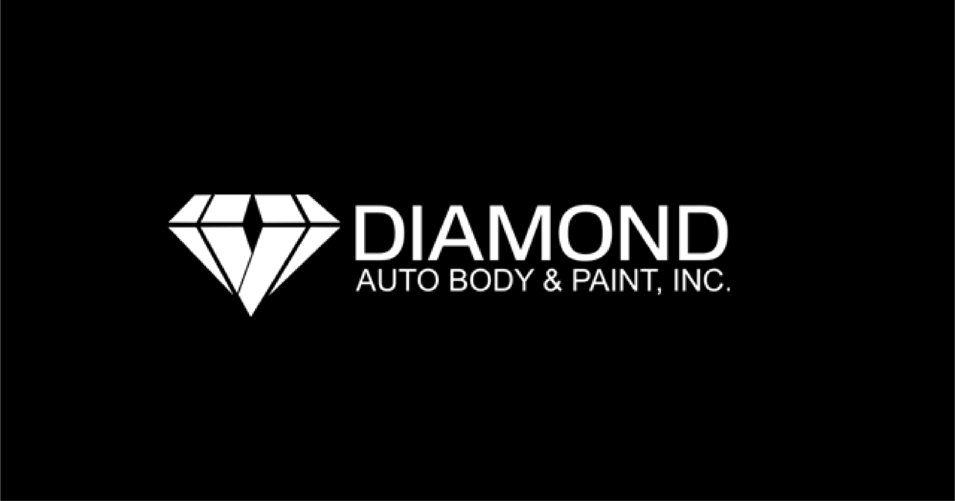 A diamond auto body and paint inc. logo on a black background.