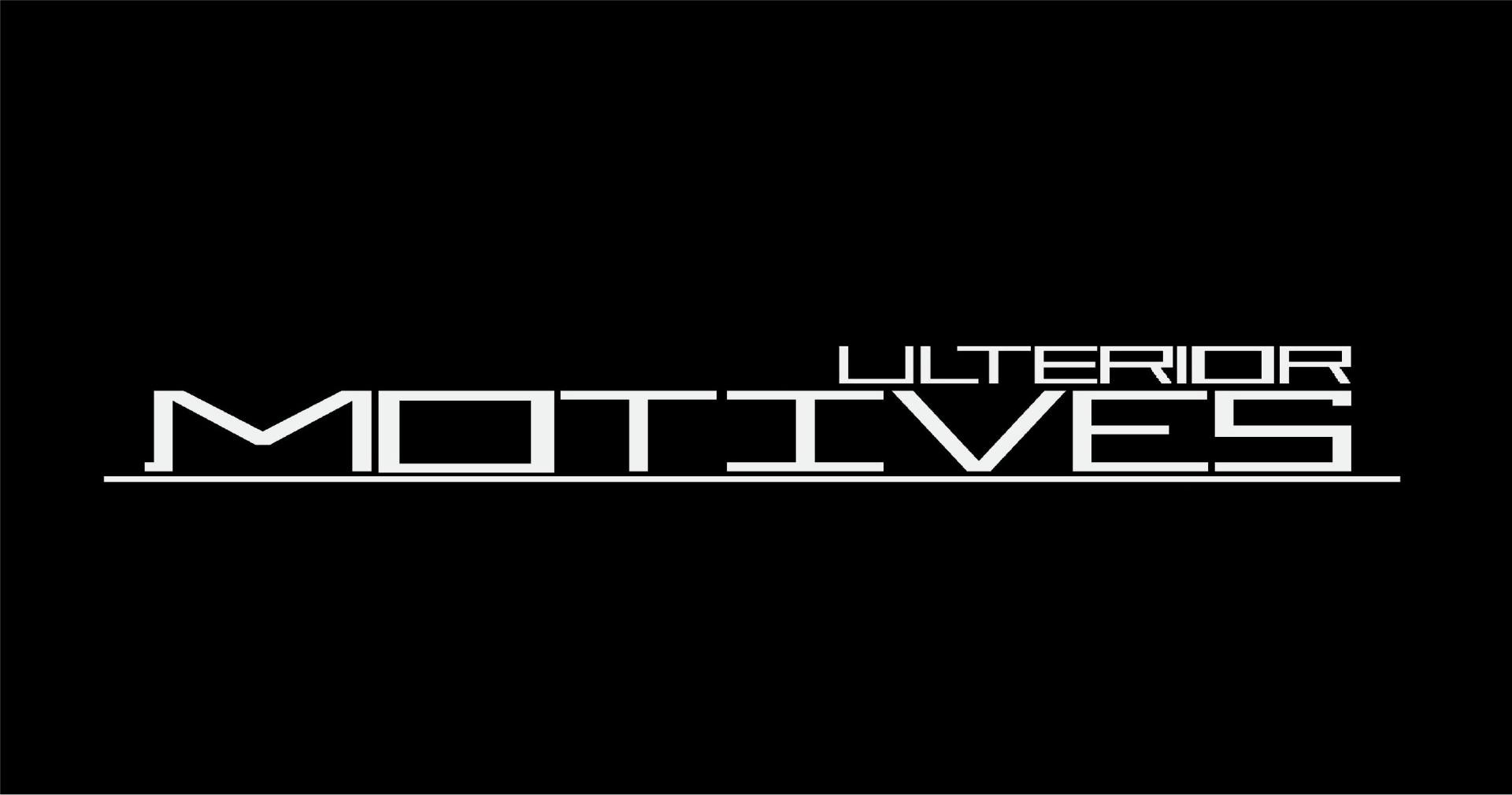 Ulterior motives logo on a black background