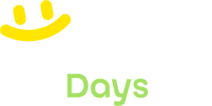 Happy Days ABA dark version logo in green and blue text