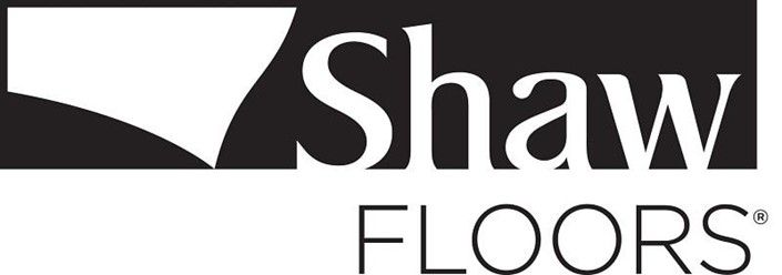 A black and white logo for shaw floors on a white background.