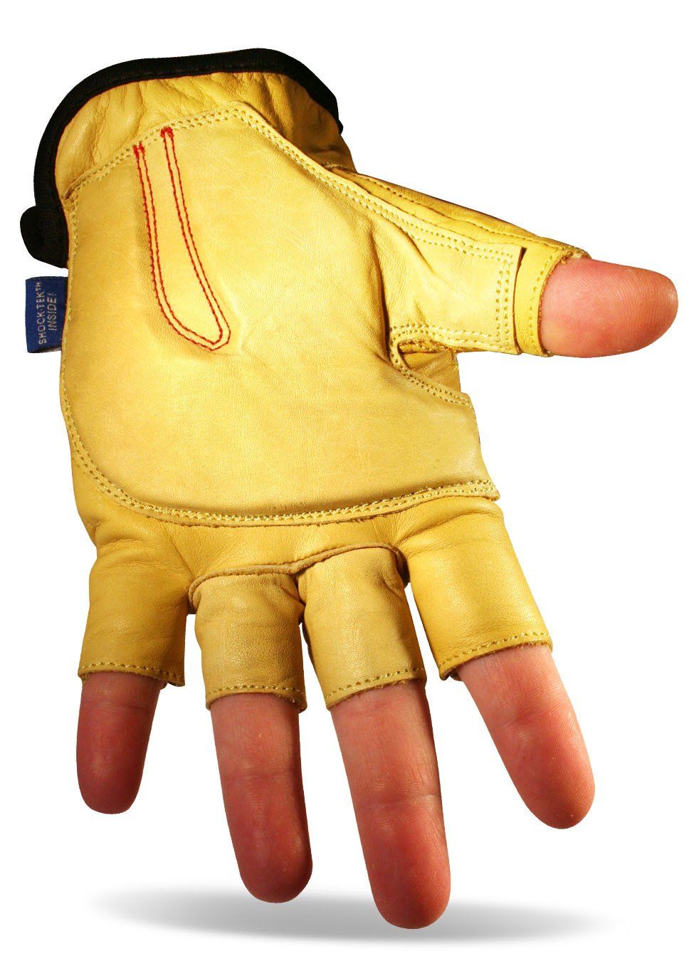 glove, shock•tek™, half finger leather glove,
