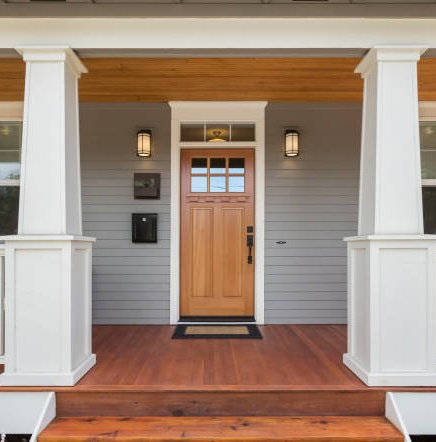 Wood porch and wood door