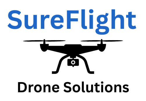 SureFlight logo with a drone silhouette below blue text 