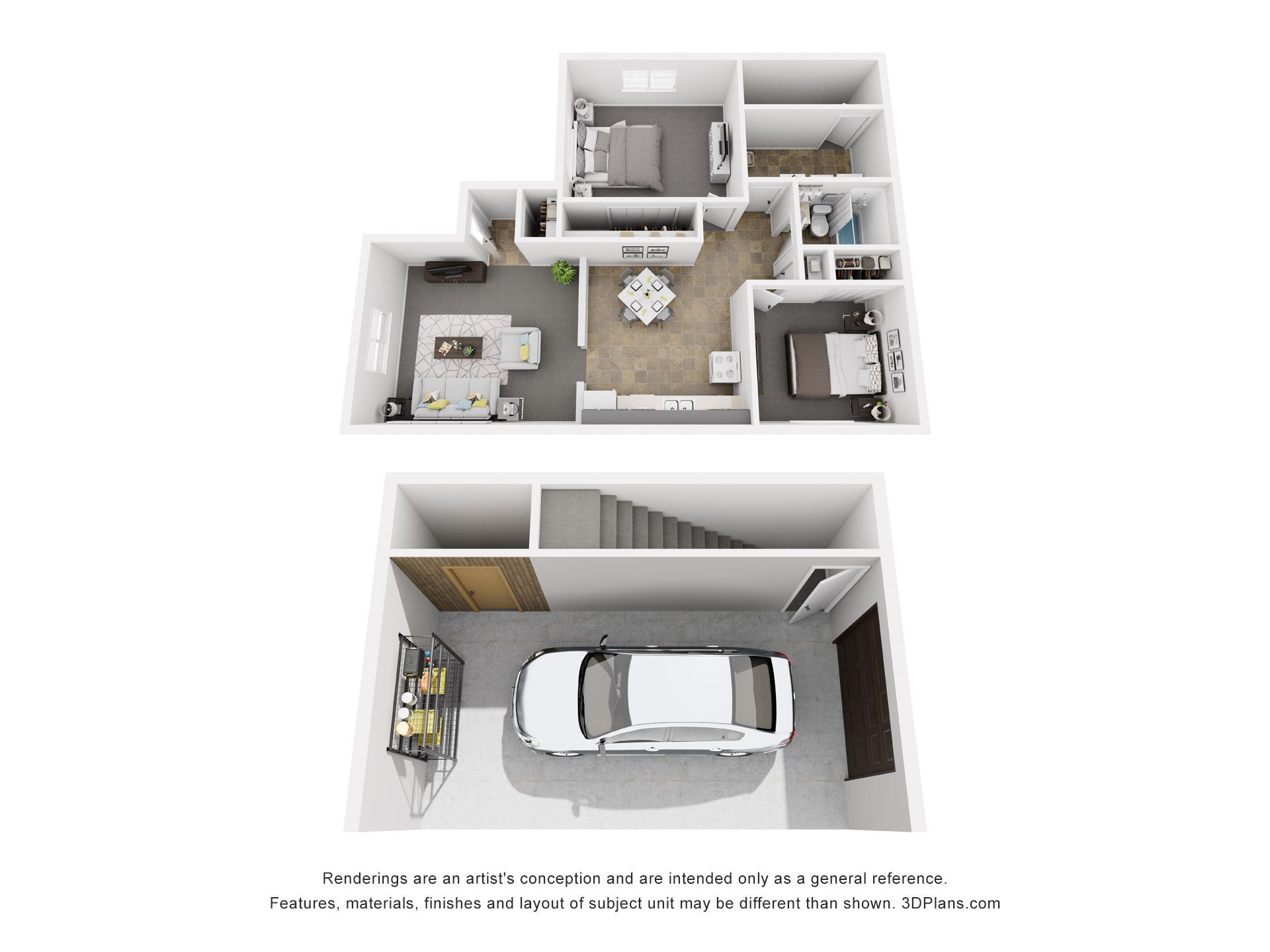 2 Bedroom | 1 Bath w/ Garage 
