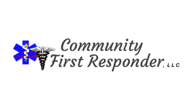 Logo for Community First Responder, LLC: blue star of life, caduceus, and text on a white background.