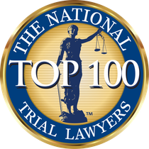 A logo for the national top 100 trial lawyers.