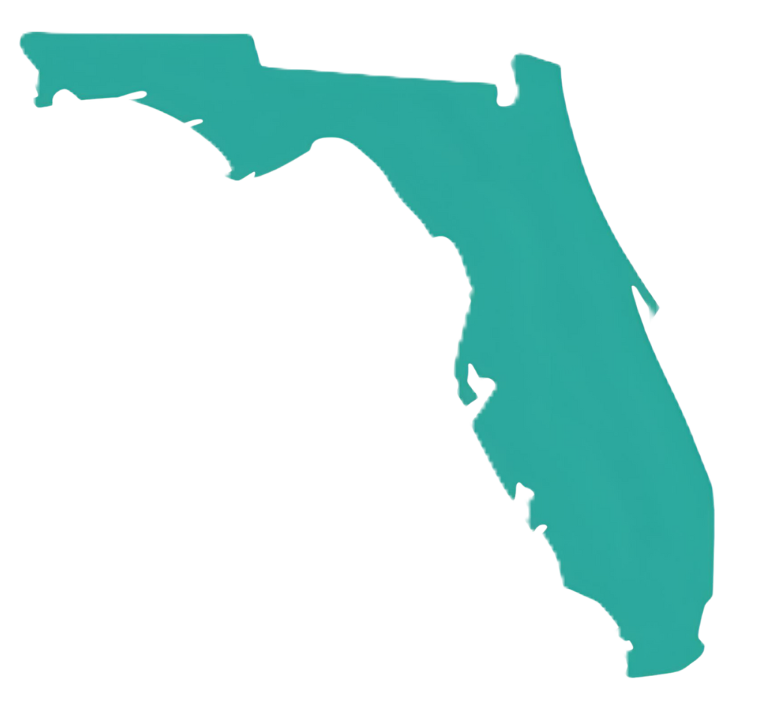 Teal outline of the state of Florida.