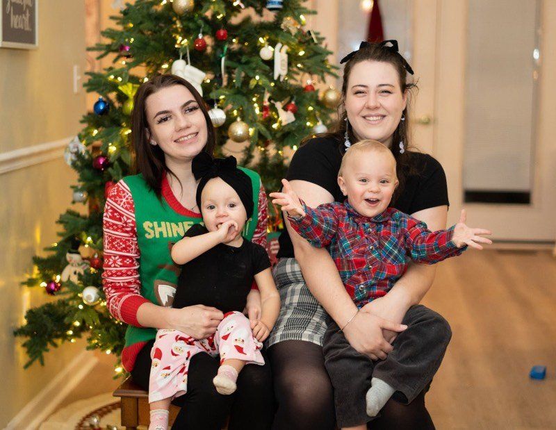 mothers and children at Christma