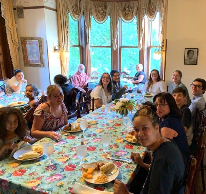 Women sitting around a table