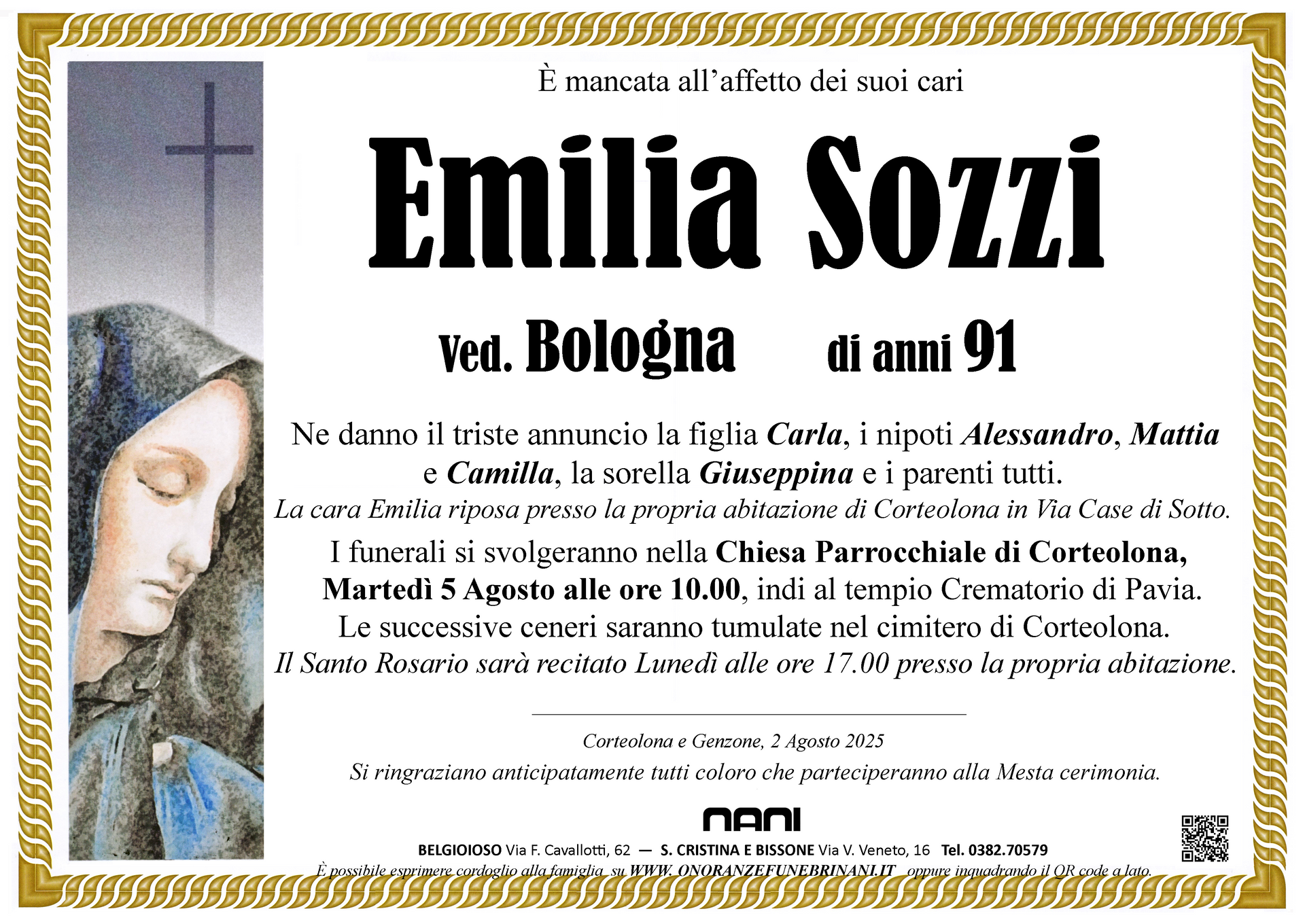 necrologio Emilia Sozzi