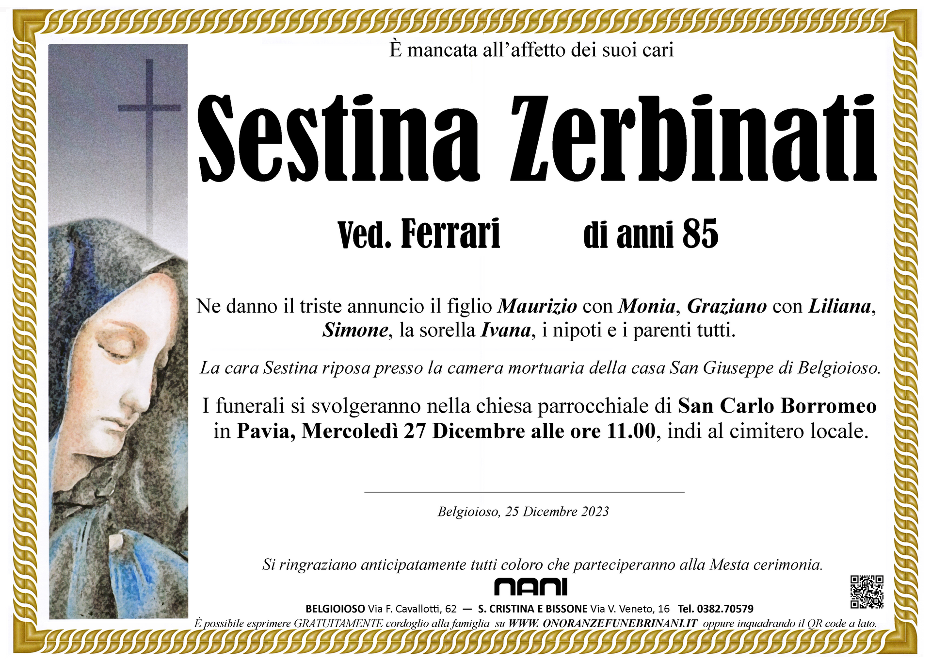 necrologio Sestina Zerbinati 