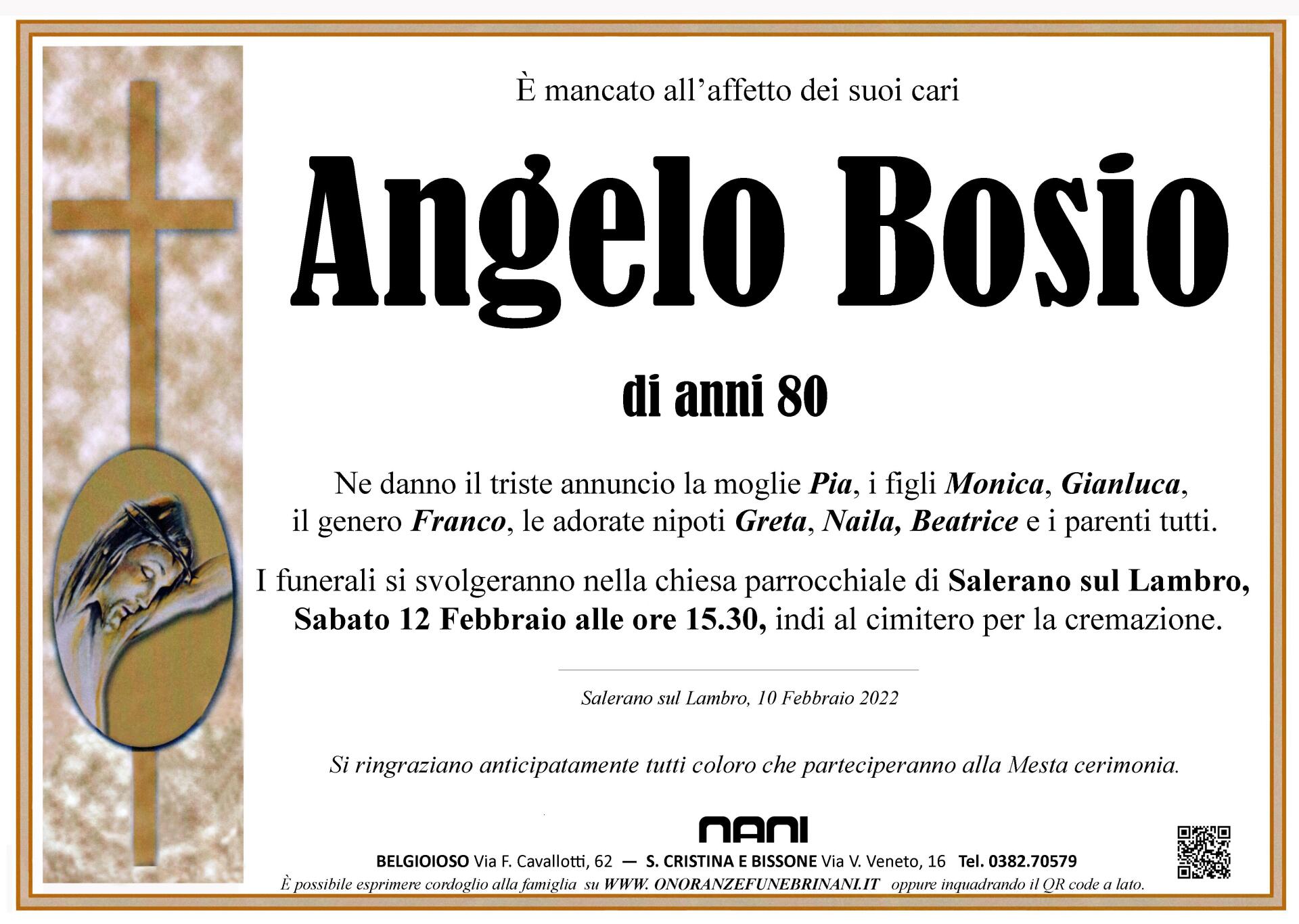 necrologio Angelo Bosio