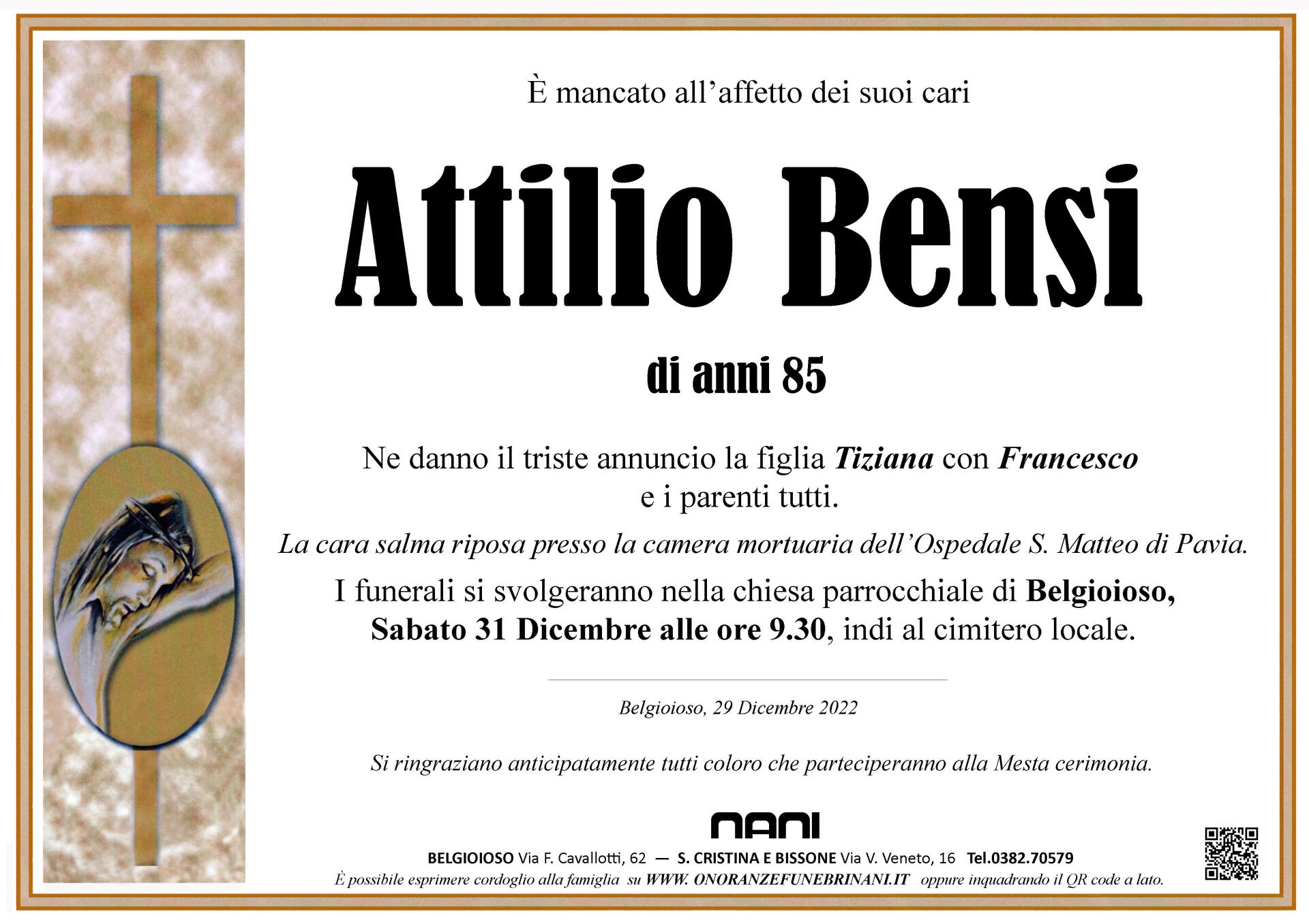 necrologio Attilio Bensi