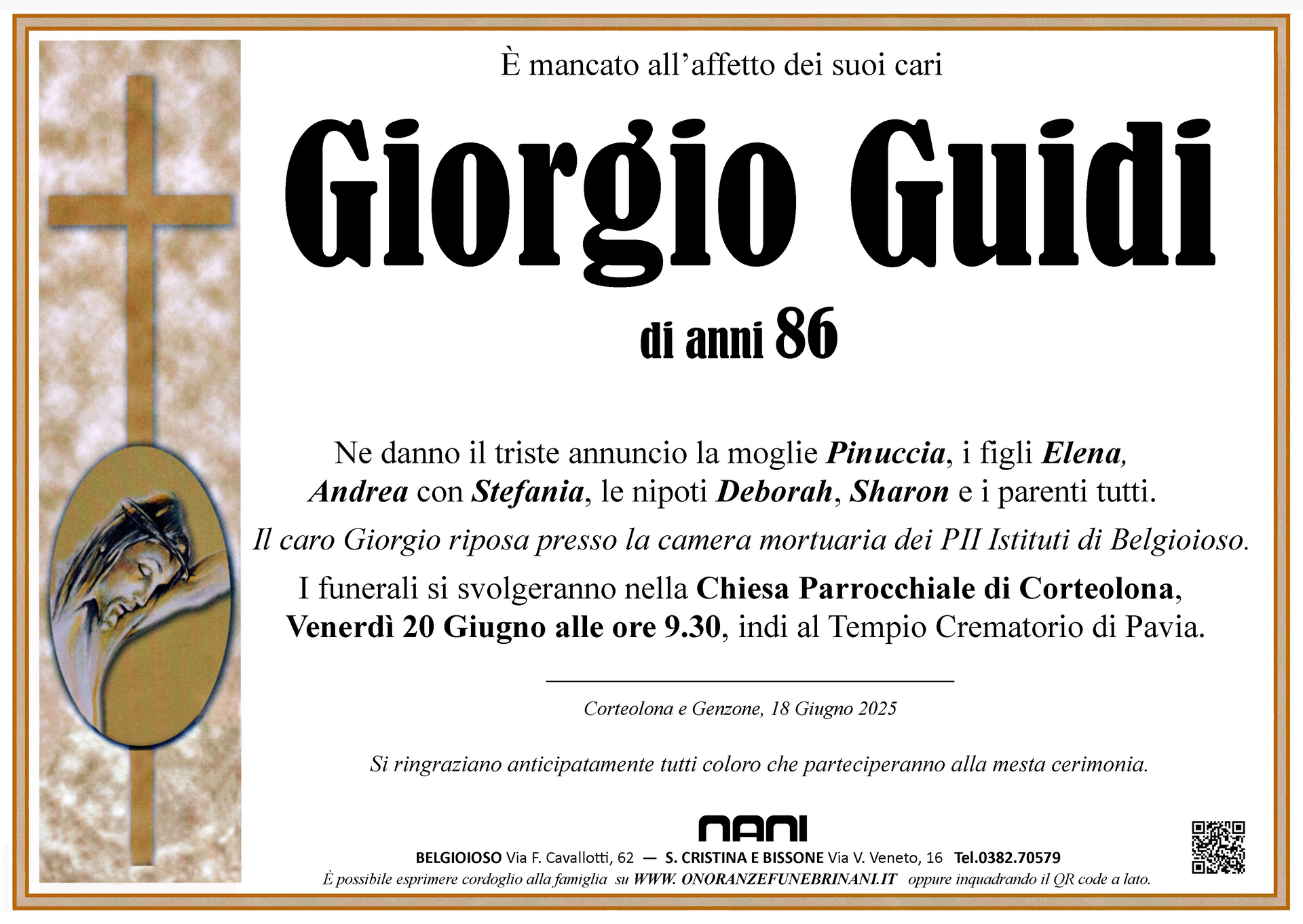 necrologio Giorgio Guidi 