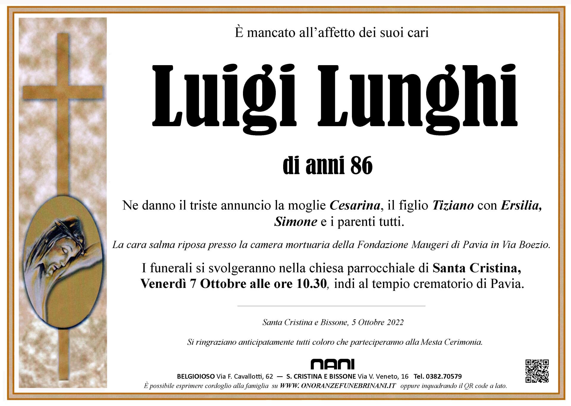 necrologio Luigi Lunghi