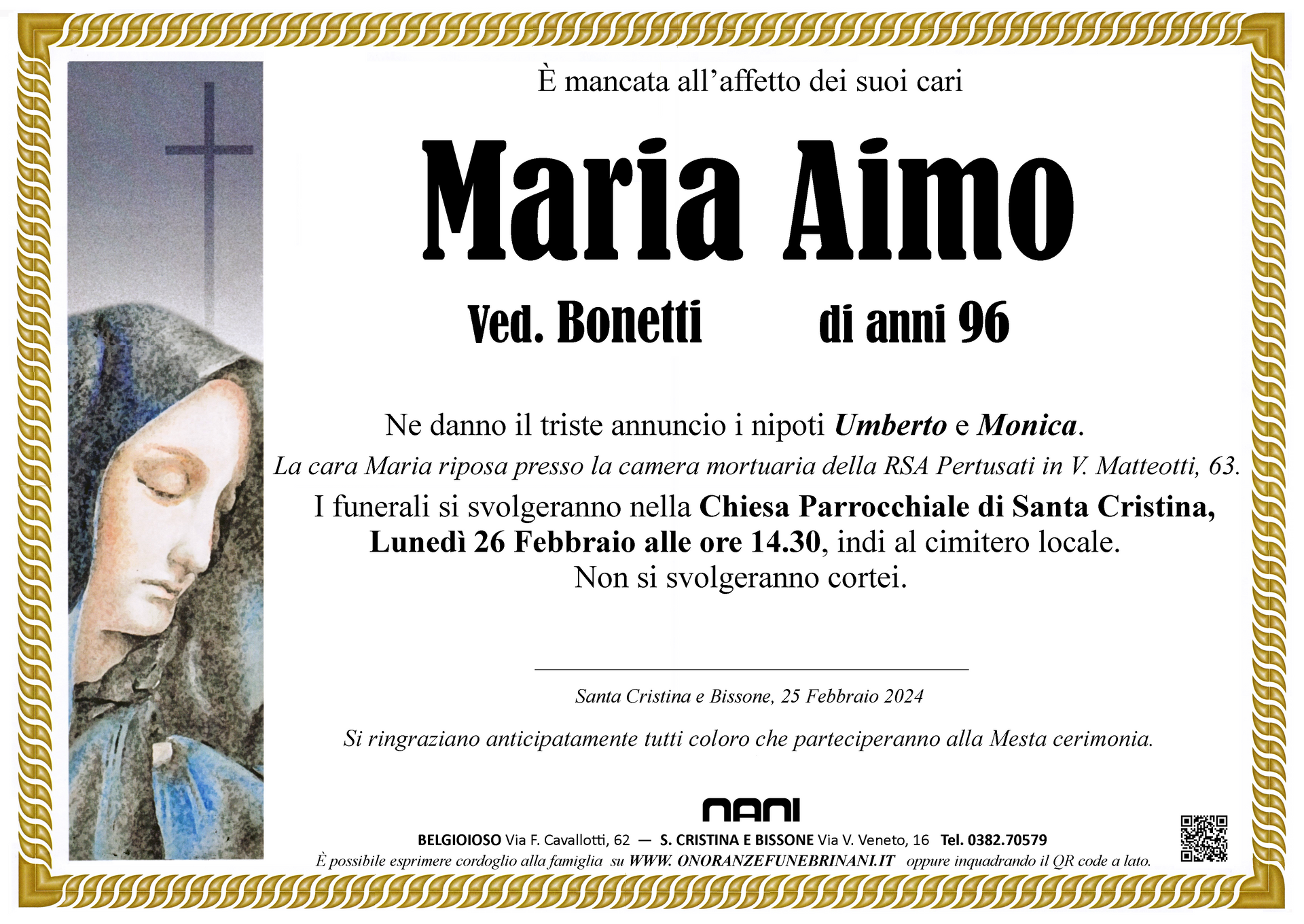 necrologio Maria Aimo