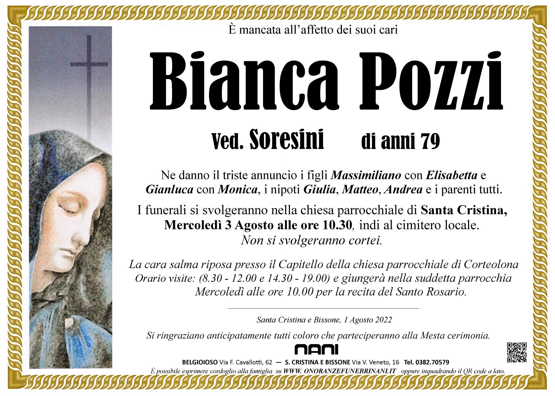 necrologio Bianca Pozzi