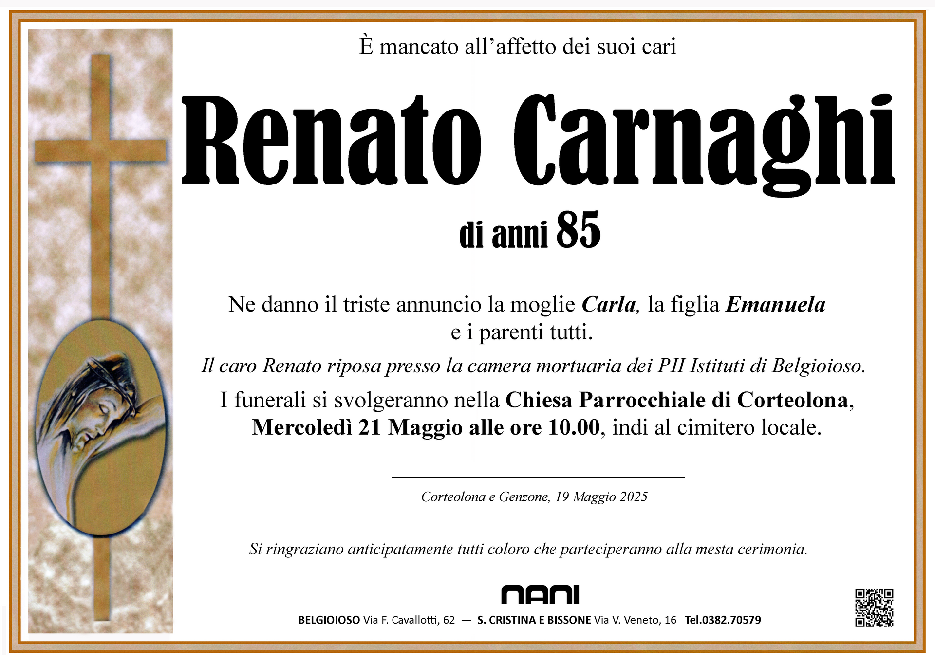necrologio Renato Carnaghi