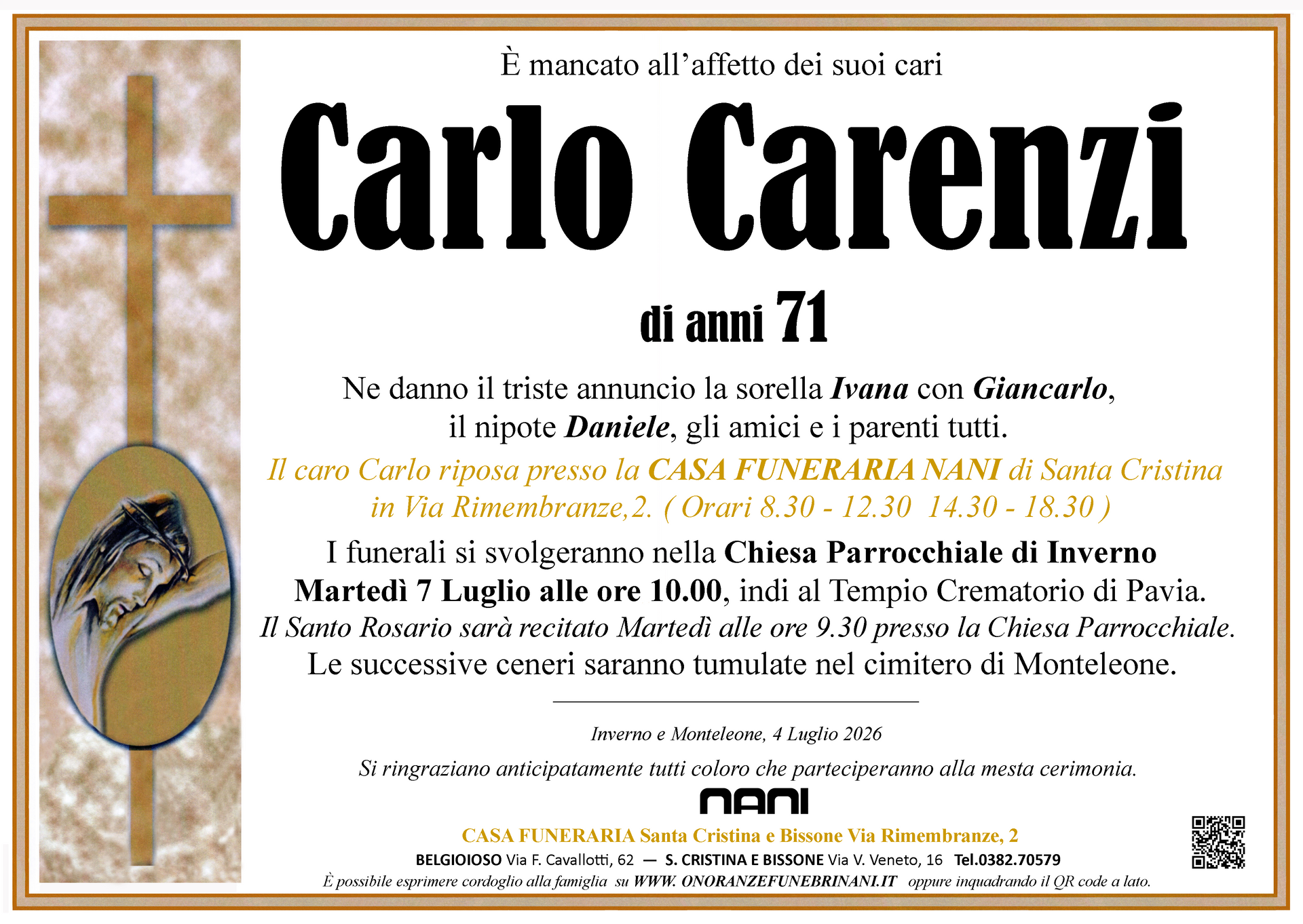 necrologio Carlo Carenzi            