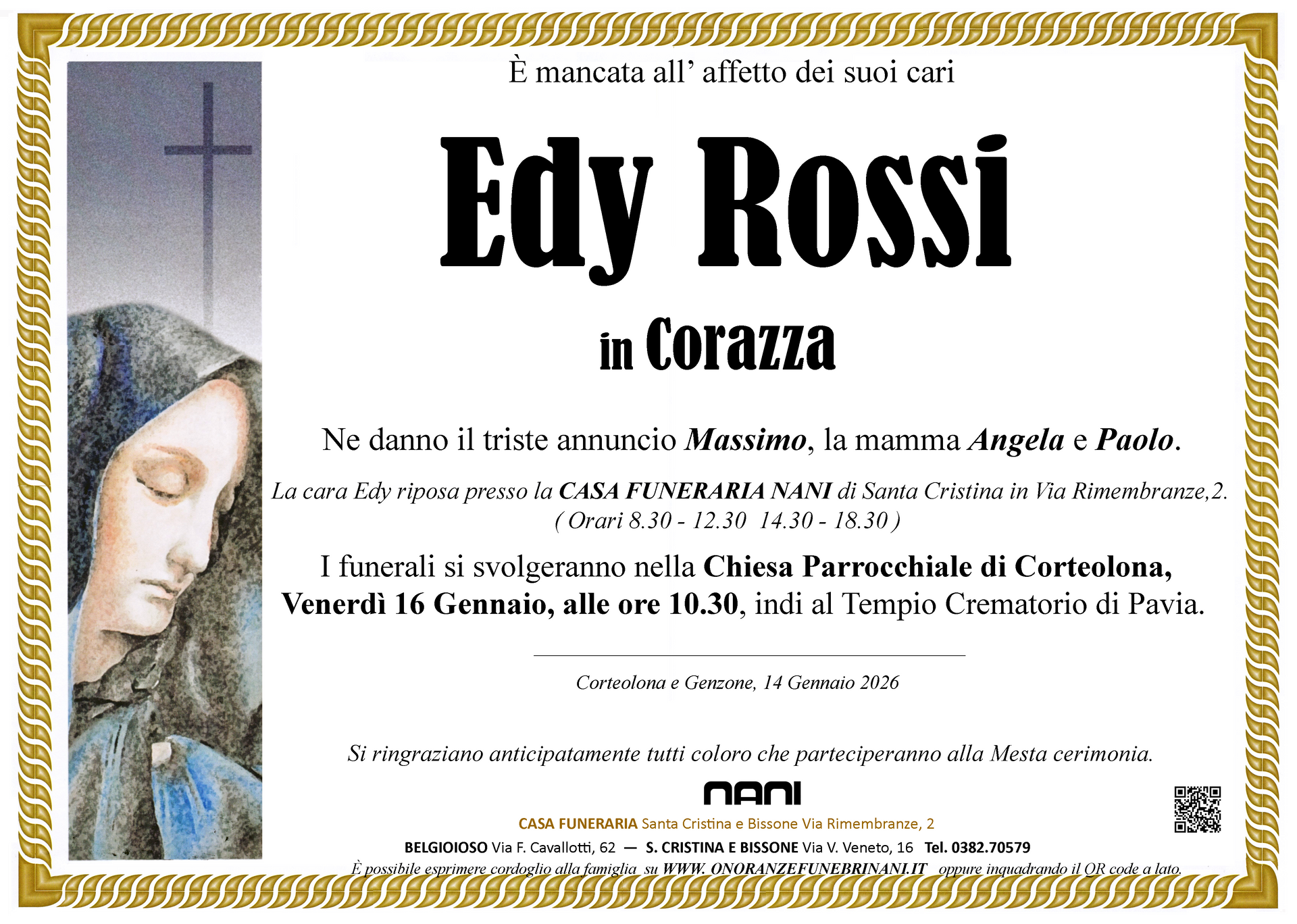 necrologio Edy Rossi