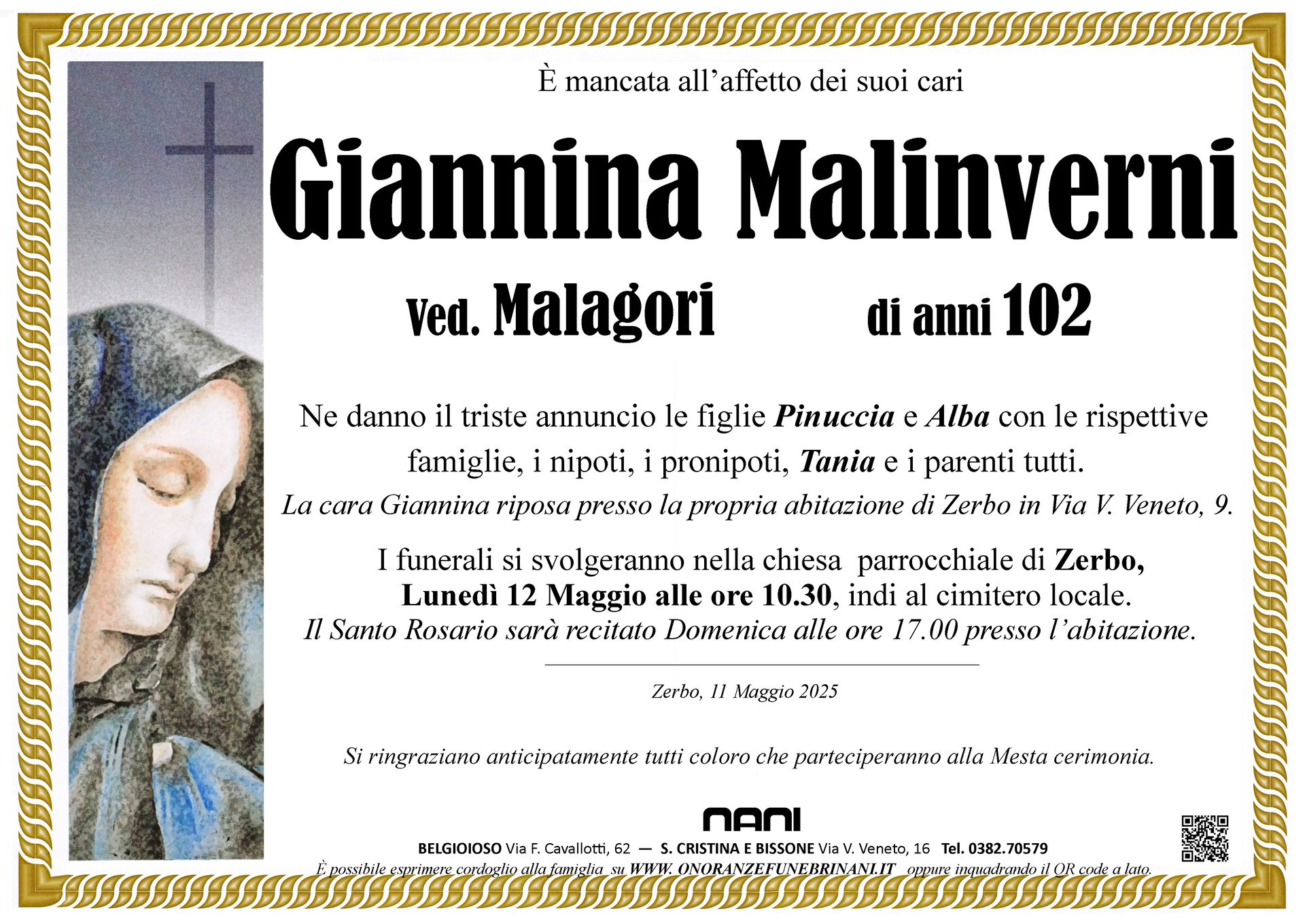 necrologio Giannina Malinverni