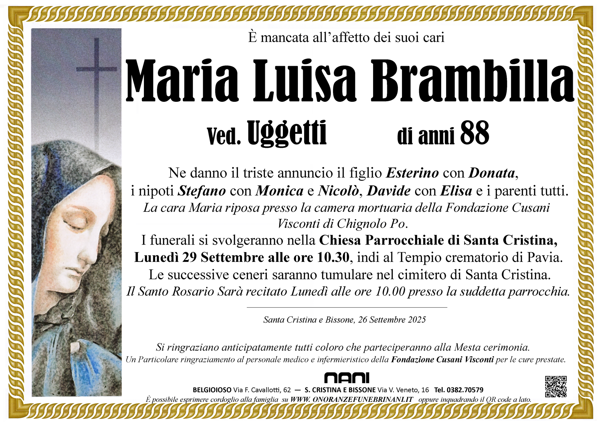 necrologio Maria Luisa Brambilla
