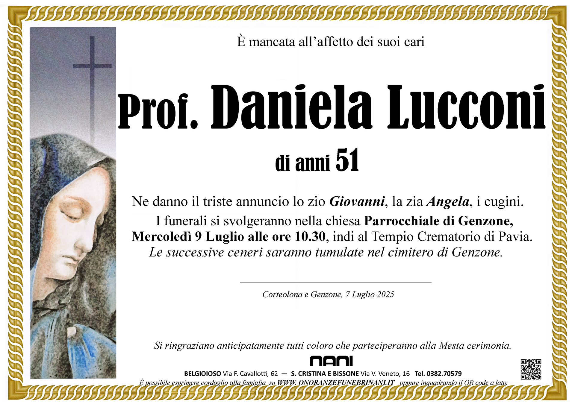 necrologio Prof. Daniela Lucconi